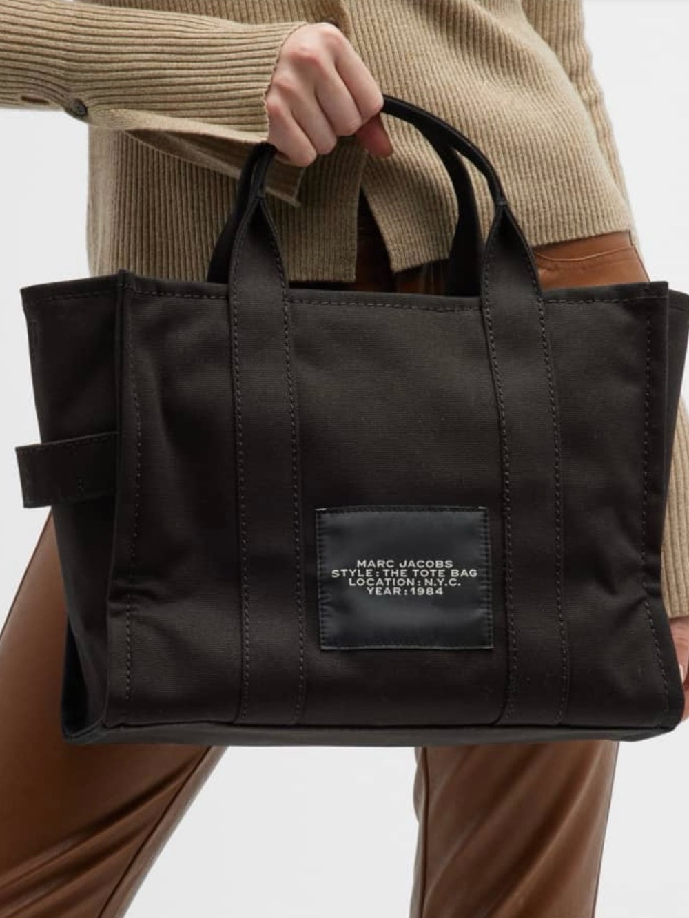 Marc Jacobs Black 'The Tote Bag' Medium Canvas Tote - Picture 4 of 8